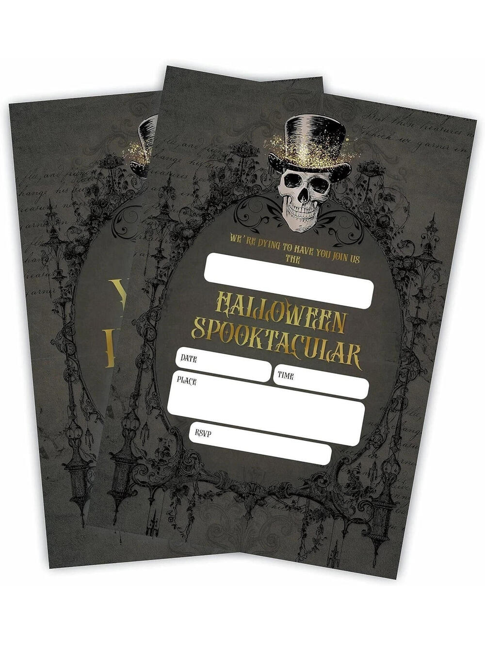 Halloween Spooktacular Party Invitation Cards, Gothic Skull Theme, 20 Invites